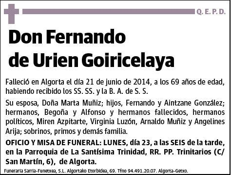 DE URIEN GOIRICELAYA,FERNANDO