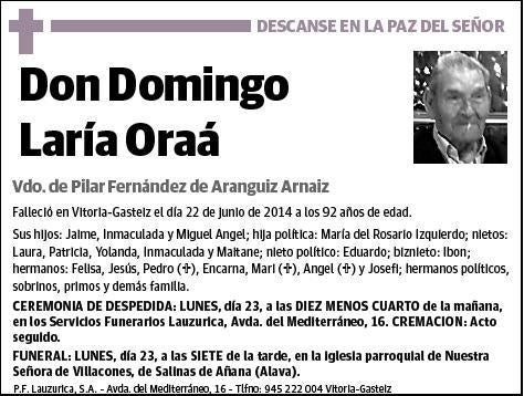 LARIA ORAA,DOMINGO