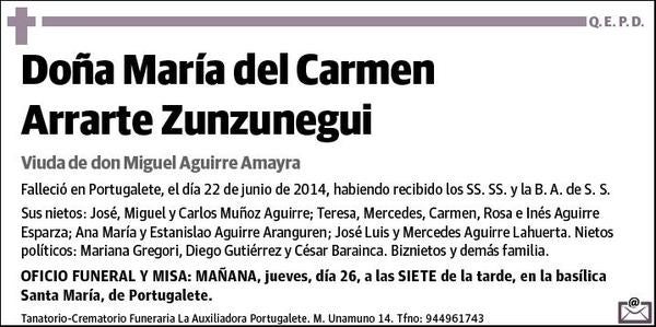 ARRARTE ZUNZUNEGUI,MARIA DEL CARMEN