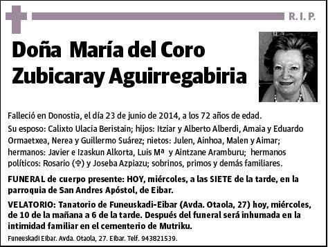 ZUBICARAY AGUIRREGABIRIA,MARIA DEL CORO