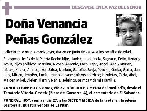 PEÑAS GONZALEZ,VENANCIA