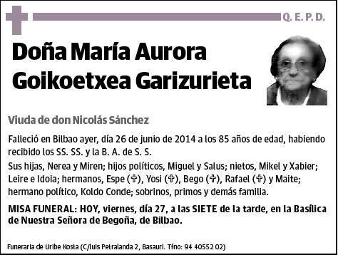 GOIKOETXEA GARIZURIETA,MARIA AURORA