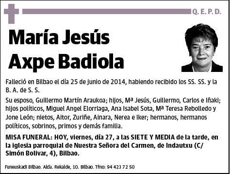 AXPE BADIOLA,MARIA JESUS