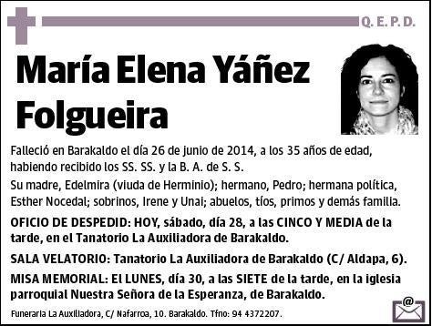 YAÑEZ FOLGUEIRA,MARIA ELENA