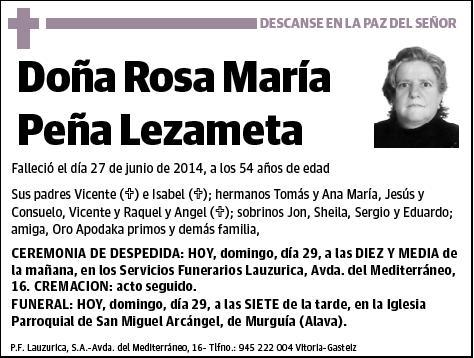 PEÑA LEZAMETA,ROSA MARIA