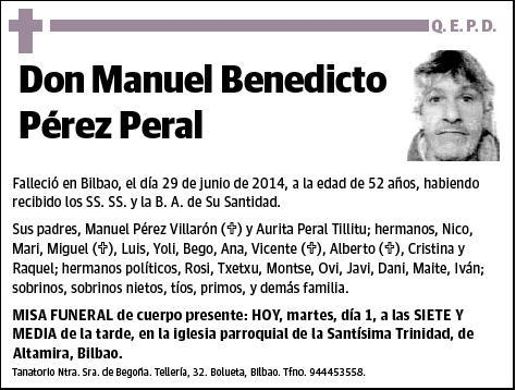 PEREZ PERAL,MANUEL BENEDICTO