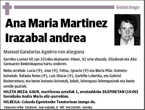 MARTINEZ IRAZABAL,ANA MARIA