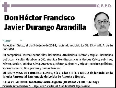 DURANGO ARANDILLA,HECTOR FRANCISCO JAVIER