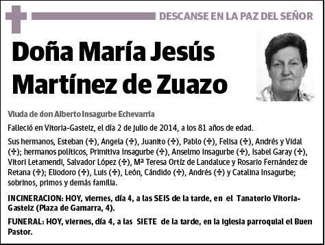 MARTINEZ DE ZUAZO URIARTE,MARIA JESUS