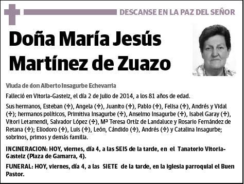 MARTINEZ DE ZUAZO URIARTE,MARIA JESUS