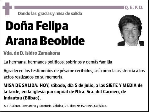 ARANA BEOBIDE,FELIPA