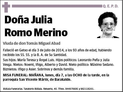 ROMO MERINO,JULIA