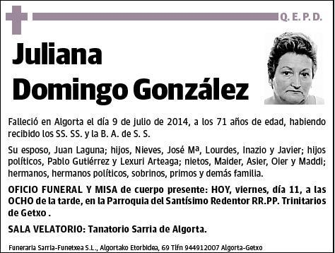 DOMINGO GONZALEZ,JULIANA