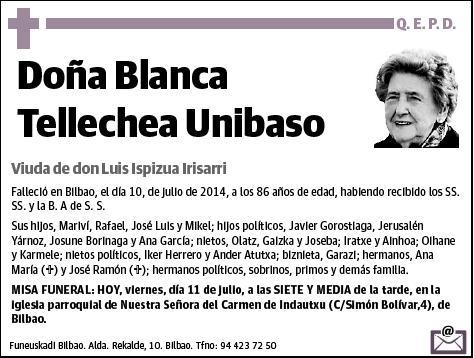 TELLECHEA UNIBASO,BLANCA