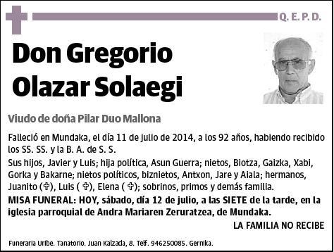 OLAZAR SOLAEGI,GREGORIO