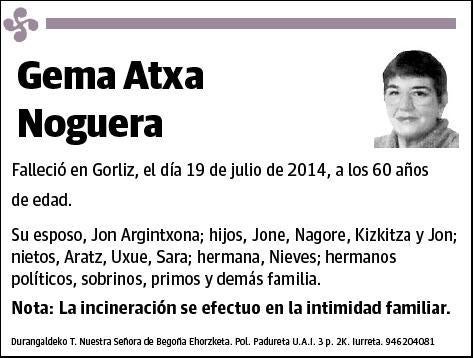 ATXA NOGUERA,GEMA