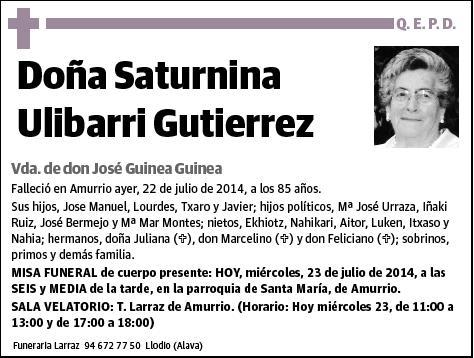 ULIBARRI GUTIERREZ,SATURNINA