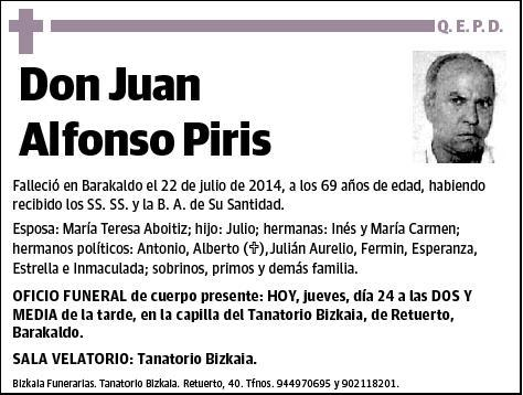 ALFONSO PIRIS,JUAN