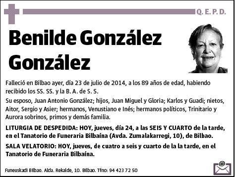 GONZALEZ GONZALEZ,BENILDE