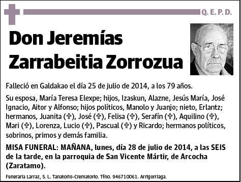 ZARRABEITIA ZORROZUA,JEREMIAS