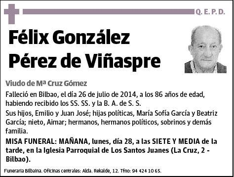 GONZALEZ PEREZ DE VIÑASPRE,FELIX