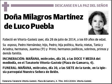 MARTINEZ DE LUCO PUEBLA,MILAGROS