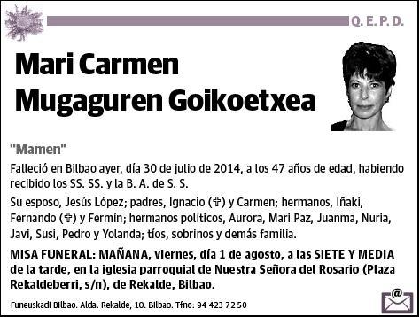 MUGAGUREN GOIKOETXEA,MARI CARMEN