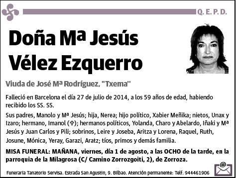 VELEZ EZQUERRO,Mª JESUS