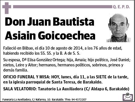 ASIAIN GOICOECHEA,JUAN BAUTISTA