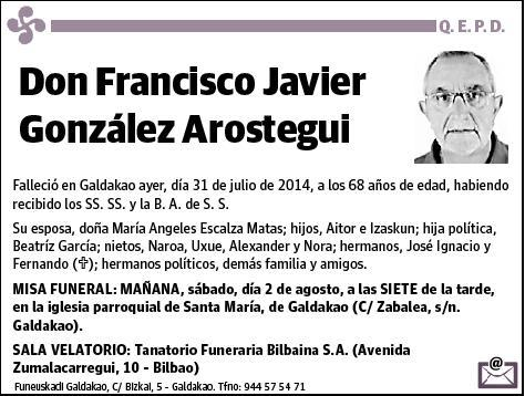 GONZALEZ AROSTEGUI,FRANCISCO JAVIER