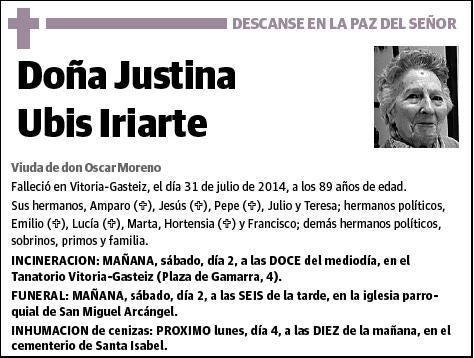 UBIS URIARTE,JUSTINA