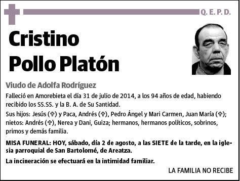 POLLO PLATON,CRISTINO