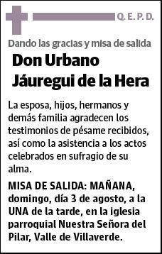 JAUREGUI DE LA HERA,URBANO