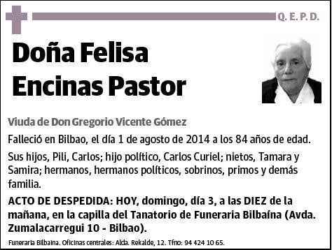 ENCINAS PASTOR,FELISA