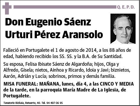 SAENZ URTURI PEREZ ARANSOLO,EUGENIO