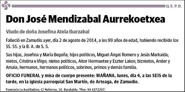 MENDIZABAL AURREKOETXEA,JOSE