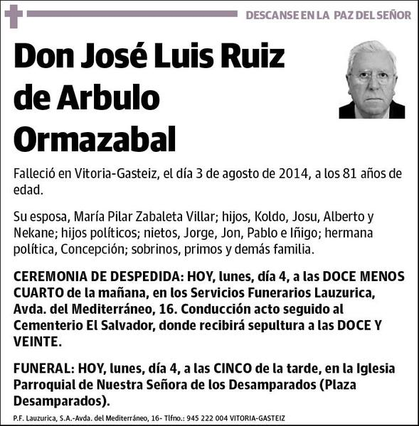 RUIZ DE ARBULO ORMAZABAL,JOSE LUIS