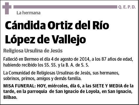 ORTIZ DEL RIO LOPEZ DE VALLEJO,CANDIDA