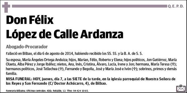 LOPEZ DE CALLE ARDANZA,FELIX