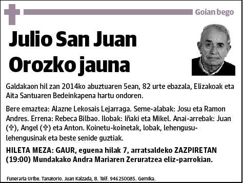 SAN JUAN OROZKO,JULIO