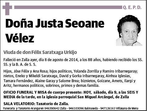 SEOANE VELEZ,JUSTA