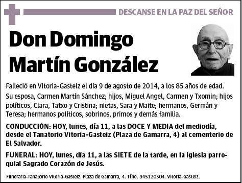 MARTIN GONZALEZ,DOMINGO