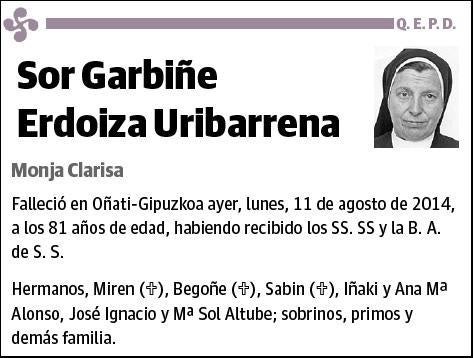 ERDOIZA URIBARRENA,GARBIÑE