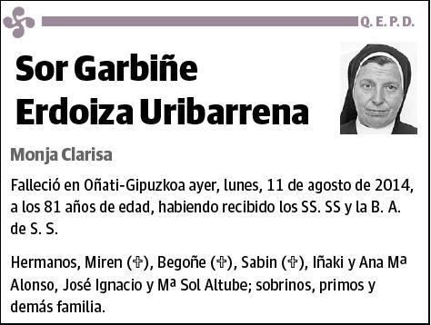 ERDOIZA URIBARRENA,GARBIÑE