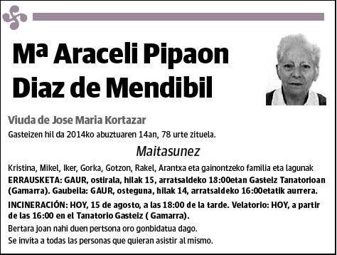 PIPAON DIAZ DE MENDIBIL,Mª ARACELI