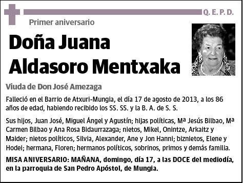 ALDASORO MENTXAKA,JUANA