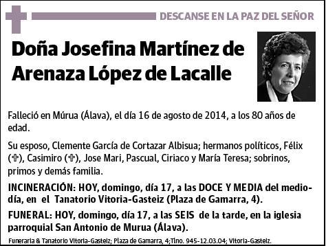 MARTINEZ DE ARENAZA LOPEZ DE LACALLE,JOSEFINA