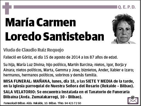 LOREDO SANTISTEBAN,MARIA CARMEN