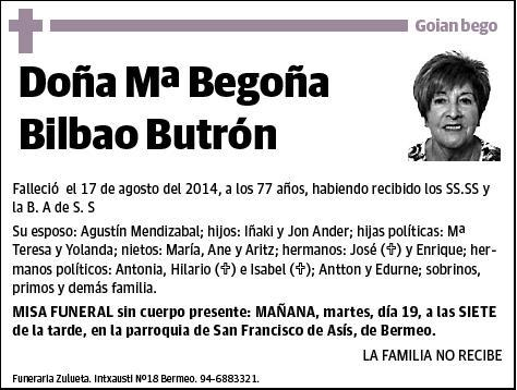 BILBAO BUTRON,MARIA BEGOÑA