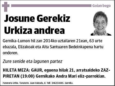 GEREKIZ URKIZA,JOSUNE